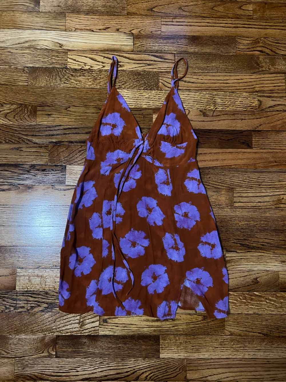 Pull&Bear Rust and Lavender Floral Slip Dress